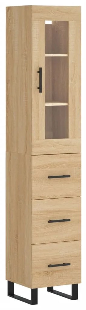 3199260 vidaXL Висок шкаф, сонома дъб, 34,5x34x180 см, инженерно дърво