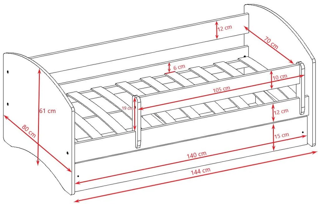 Детско легло Babydreams Cartoon-Prasino-140 x 70-Zoo
