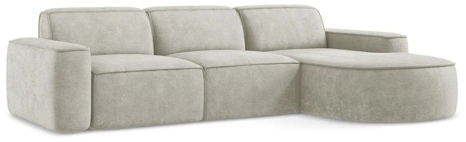 Кремав шенилов ъглов диван (десен ъгъл) Omao – Makamii