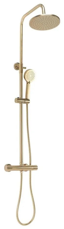 REA-P2323 - Комплект за душ с термостатен смесител PAROT, четкано злато