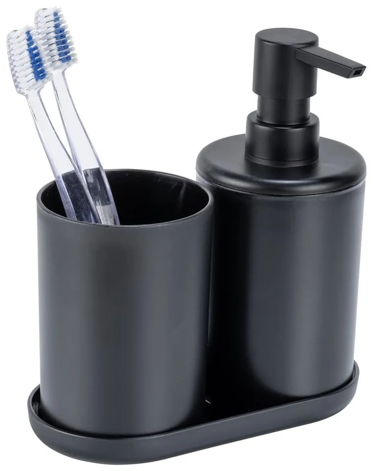 Черен пластмасов комплект аксесоари за баня Fano – Allstar