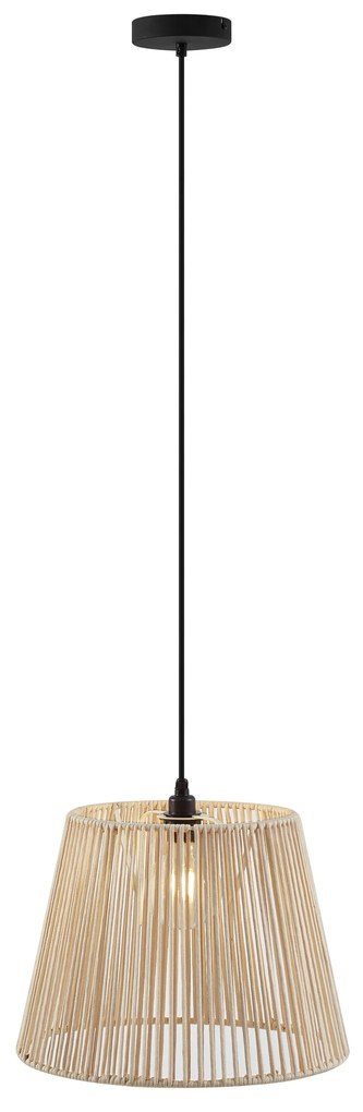 Външна висяща лампа черна с бежов въжен абажур IP44 - Cava Jayla