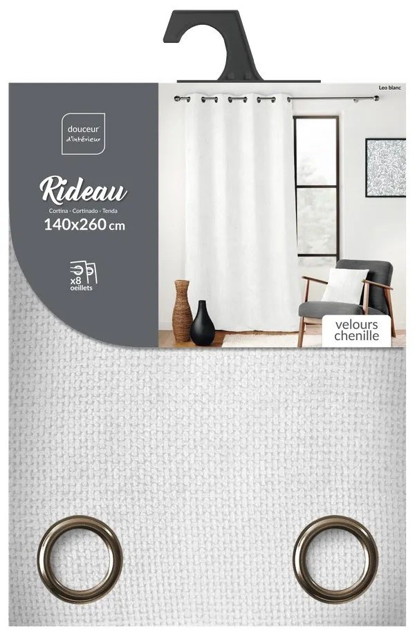 Бяло перде от шенил 140x260 cm Leo – douceur d'intérieur