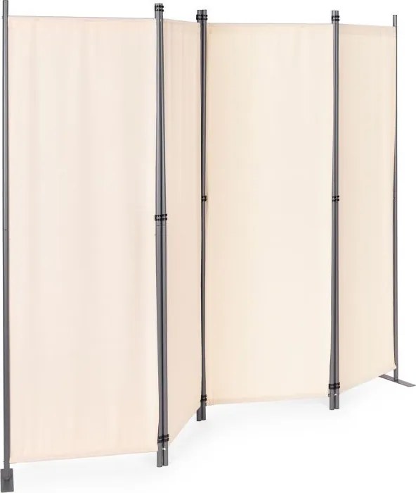 Градински 4-панелен сгъваем параван срещу вятър и слънце - 167 x 216 cm Бежово