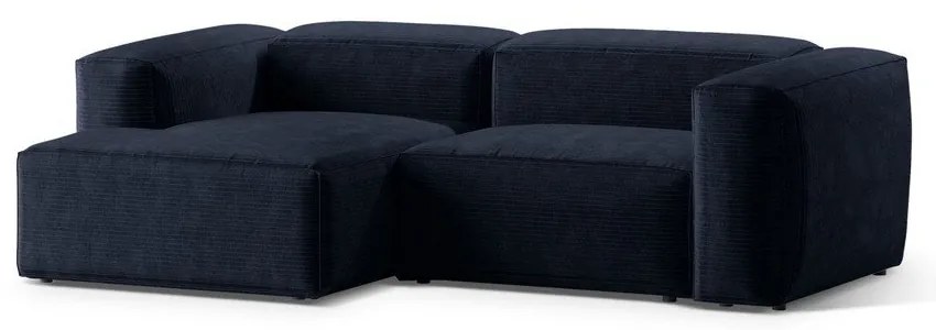 Тъмносин ъглов диван от рипсено кадифе (ляв ъгъл) Bergamo – Cosmopolitan Design