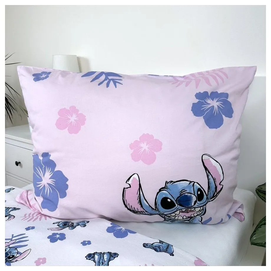 Светлорозово единично памучно детско спално бельо 140x200 cm Lilo &amp; Stitch "Pink" – Jerry Fabrics