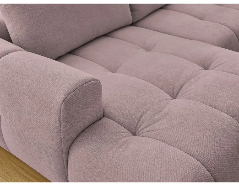 Розов сгъваем/с място за съхранение ъглов диван (десен ъгъл/U форма) Fuji – Bobochic Paris