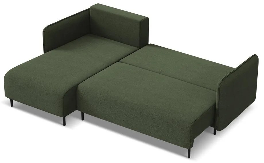 Зелен разтегателен ъглов диван с място за съхранение (ляв ъгъл) Luana – Makamii