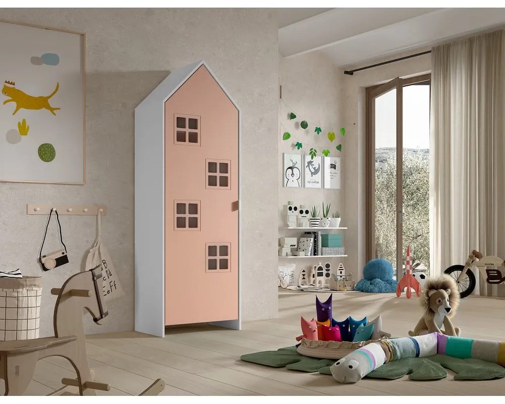 Бял/розов детски гардероб 58x172x37 cm Casami Bruges – Vipack