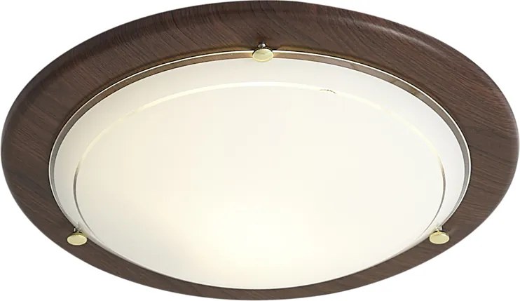 Класическа таванна лампа орехово дърво с бяло стъкло - Mesiac