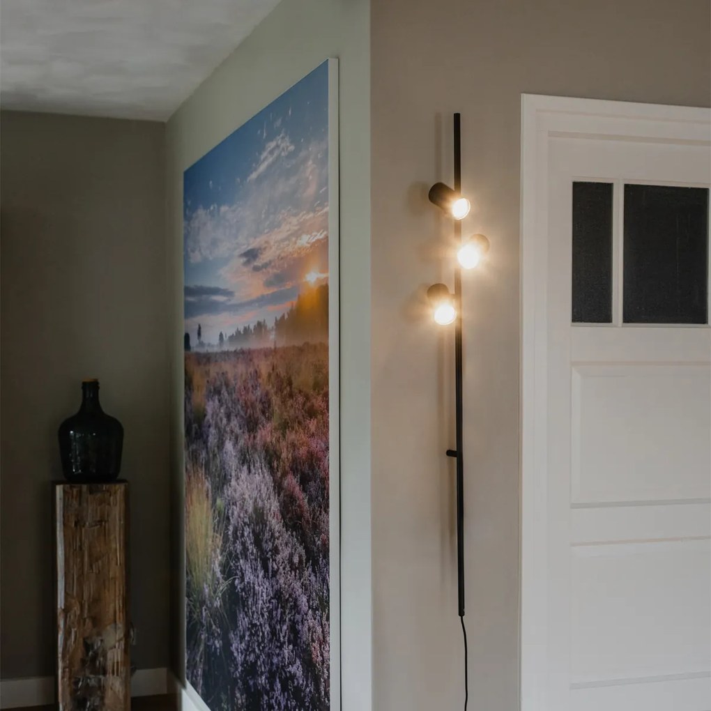 Смарт стенна лампа черна с крачен превключвател 3 светлини вкл. 3 Wifi GU10 50mm - Jeana Luxe