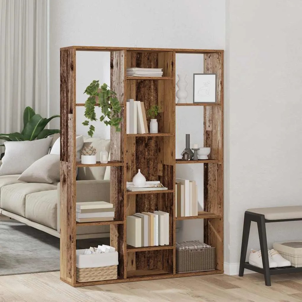 855842 vidaXL Разделител за стая/библиотека, старо дърво, 100x24x140 см, ПДЧ