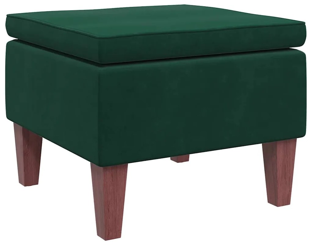 329459 vidaXL Табуретка с дървени крака, тъмнозелена, кадифе