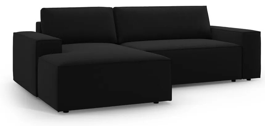 Черен кадифен сгъваем/с място за съхранение ъглов диван (ляв ъгъл) Jodie – Micadoni