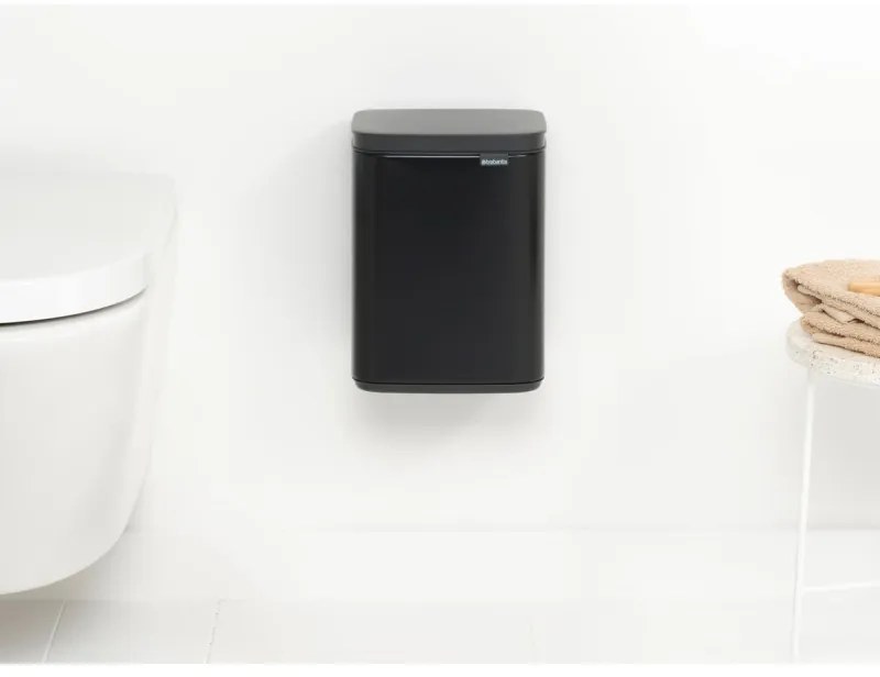 Кош за боклук Brabantia Bo Small 1006622, 4 л, Плавно и безшумно отваряне, Противоплъзгаща основа, Черен