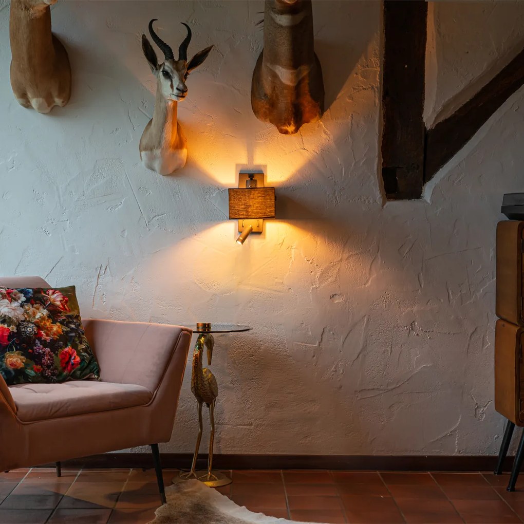 Модерен стенен аплик черен квадратен с лампа за четене - Puglia