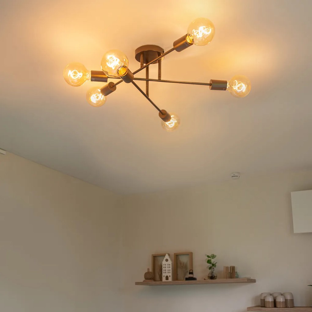 Индустриален плафон тъмно бронз 6 лампи - Сидни