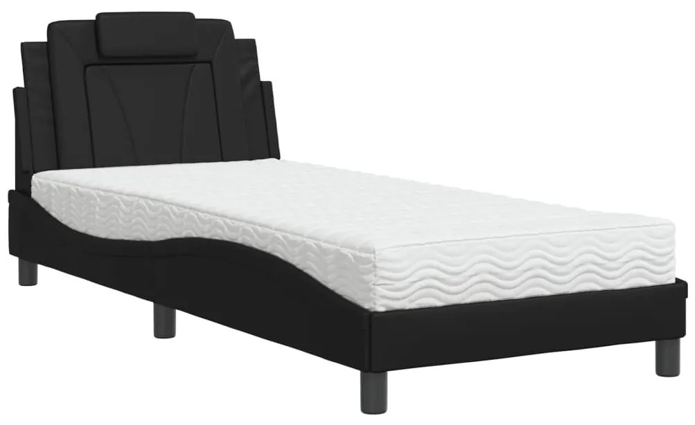 3208761 vidaXL Легло Viana без матрак, черно, 90x190 см изкуствена кожа