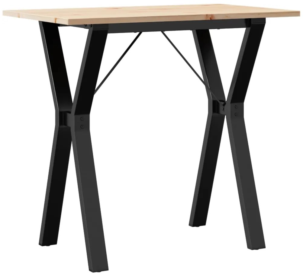 3282716 vidaXL Трапезна маса Y-образна рамка 80x50x75 см бор масив и стомана