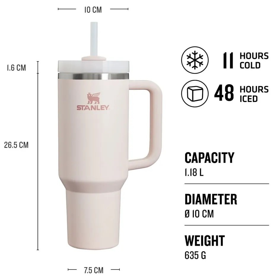 Светлорозов термос 1,18 l Quencher H2.O FlowState – Stanley