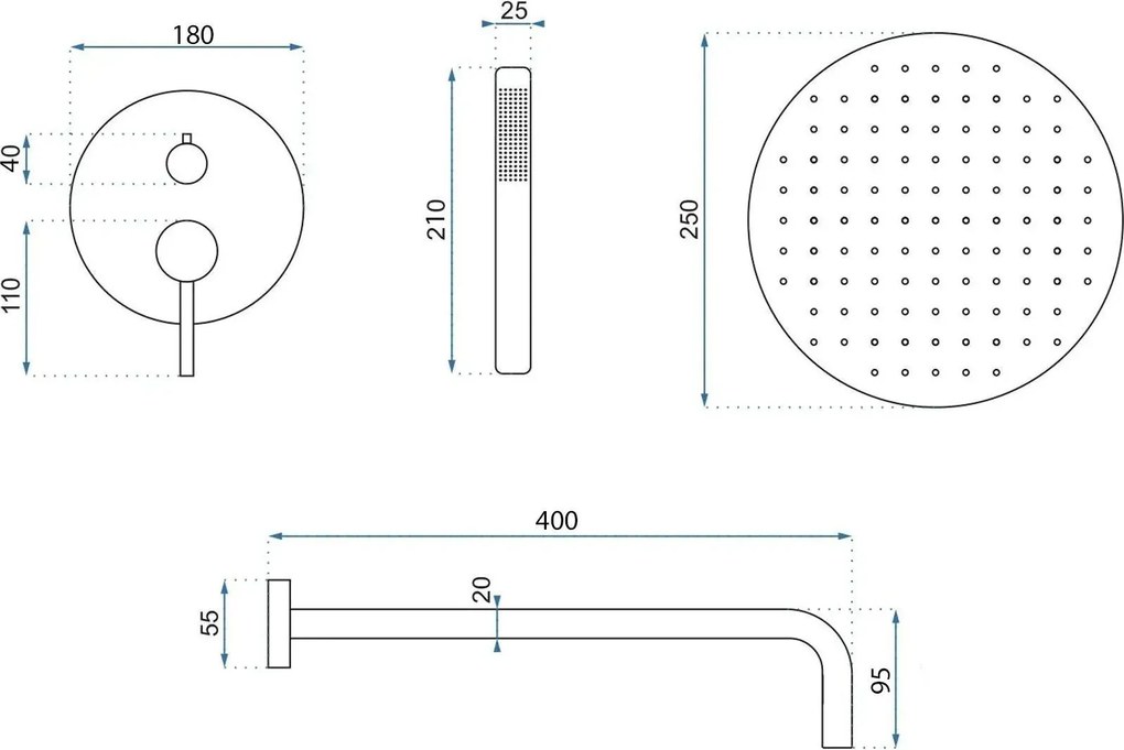 Душ система за вграждане Rea Foss Clif Brush Gold + BOX
