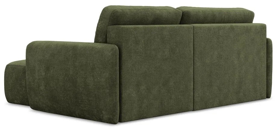 Зелен шенилов разтегателен ъглов диван с място за съхранение (десен ъгъл) Lilo – Makamii