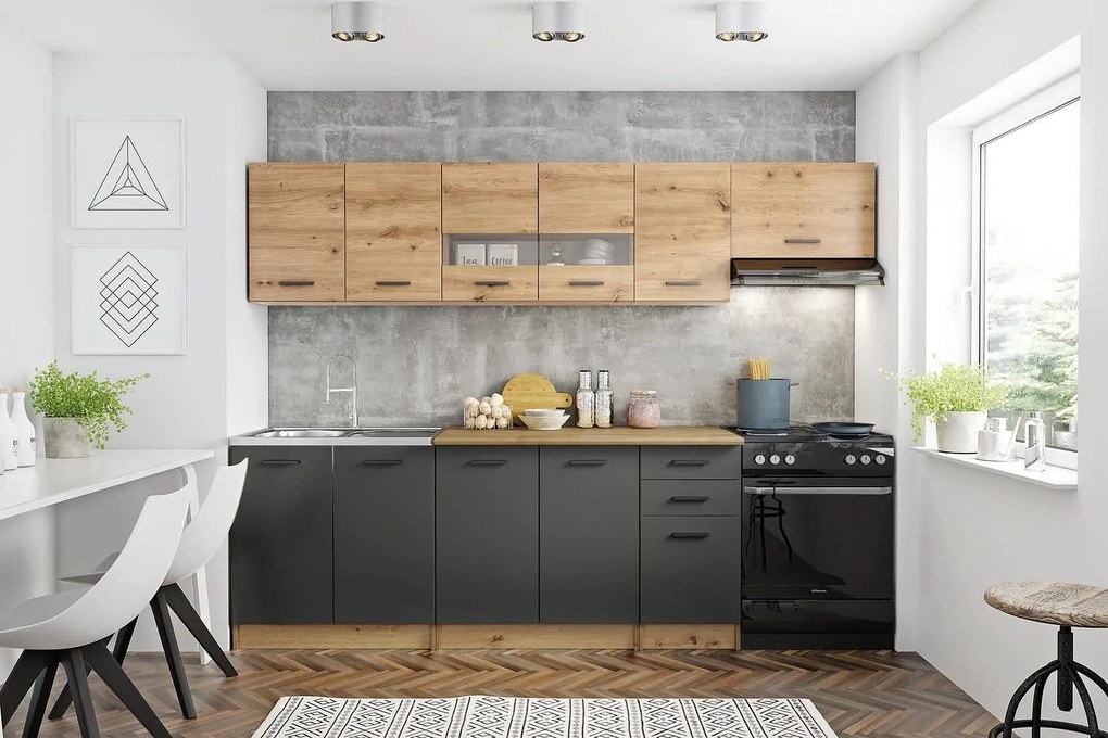 Кухня Perla 260 дъб артисан с включен плот