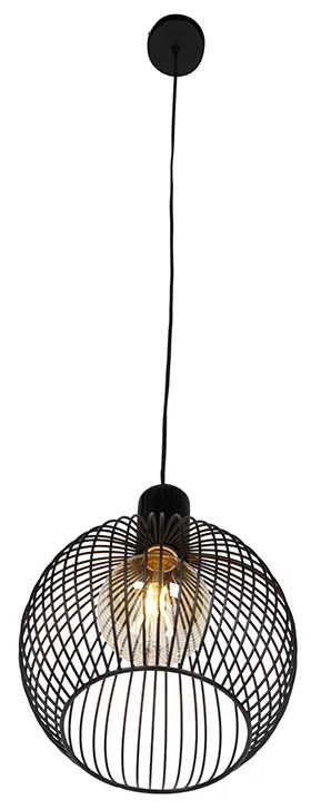 Дизайнерски кръгъл висящ аплик черен 30 см - Dos