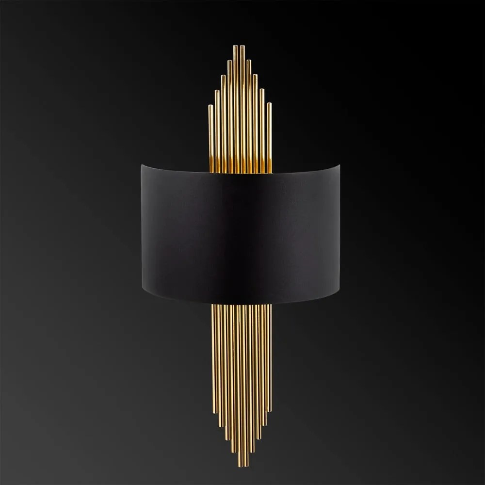 Черна/ в златист цвят стенна лампа Rayi – Opviq lights