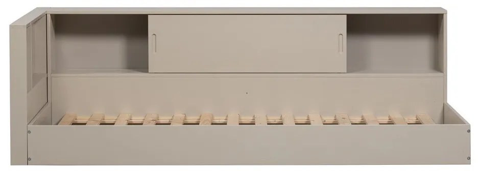 Сиво/бежово единично легло от масивен бор без ламелно дъно 90x200 cm Carter – WOOOD