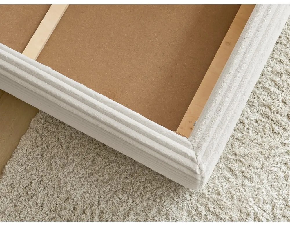 Бежово двойно легло 180x200 cm тапицирано с място за съхранение с включена подматрачна рамка Jade – Bobochic Paris