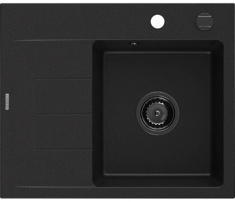 Mexen Ben гранитна мивка с 1 отделение и отцедник, дясна 600 x 500 mm, черна,