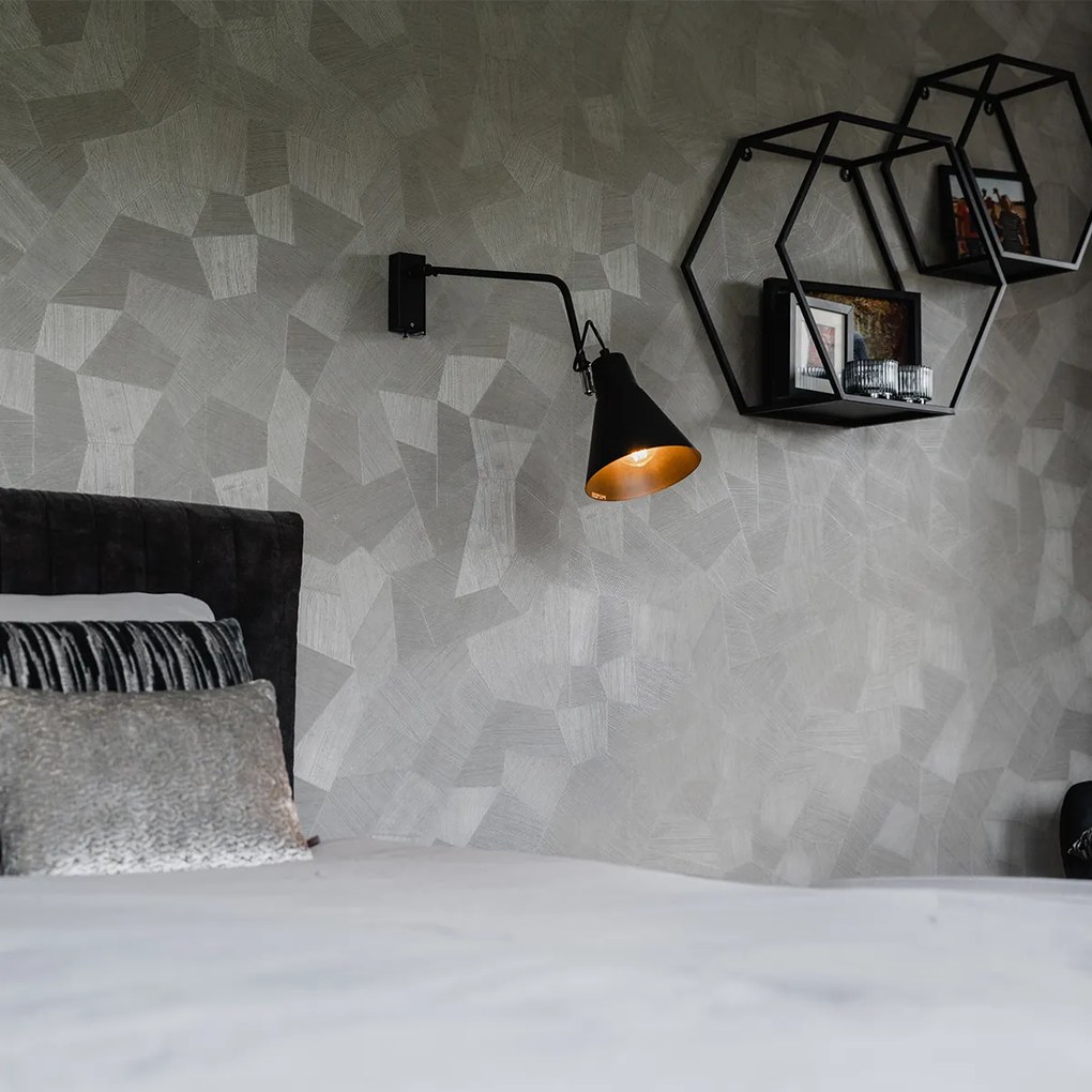 Дизайнерска стенна лампа черна регулируема - Luna