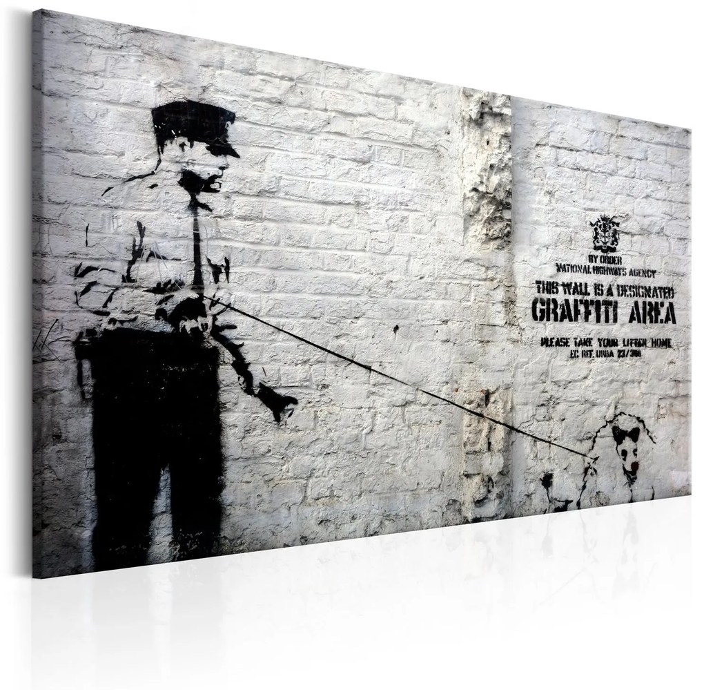 Печат върху платно - зона за графити (полиция и куче) от Banksy 120x80