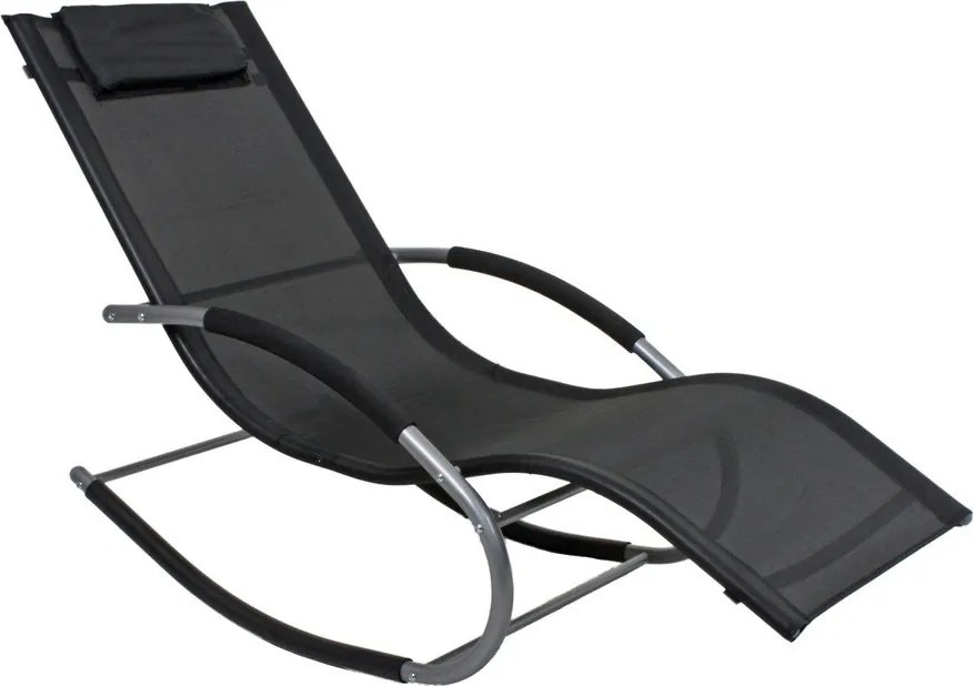 Черен метален градински шезлонг Naxos – Garden Pleasure