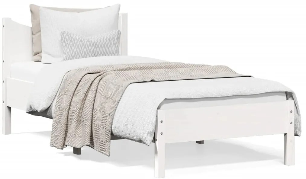 844734 vidaXL Рамка за легло без матрак, бял, 100x200 см, бор масив