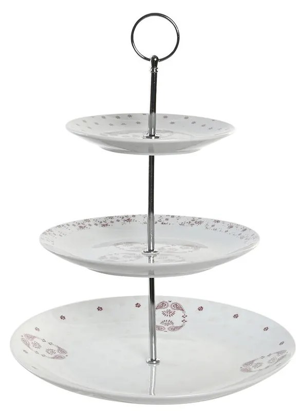 Купа за Плодове DKD Home Decor 27 x 27 x 34 cm Порцелан Розов Метал Бял