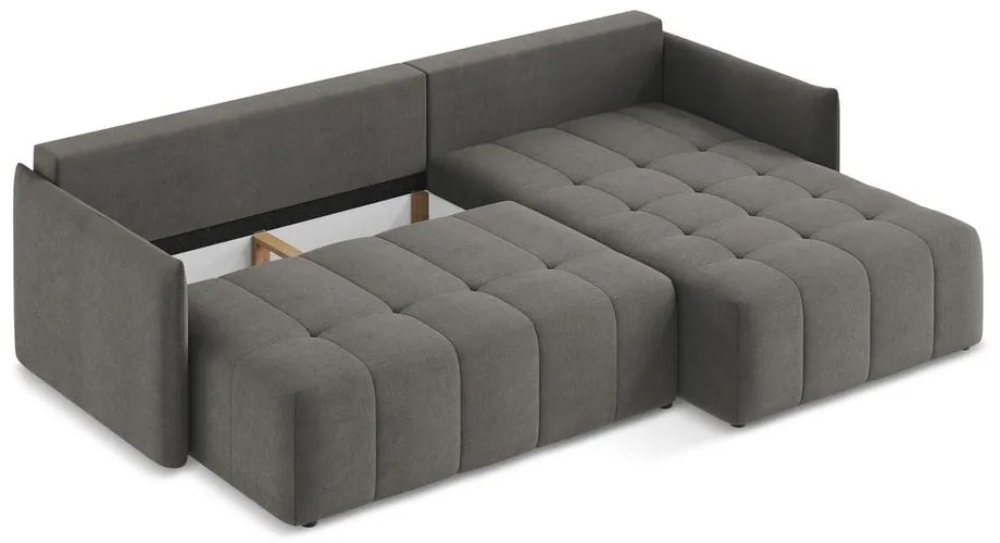 Тъмносив разтегателен ъглов диван с място за съхранение (десен ъгъл) Moku – Makamii