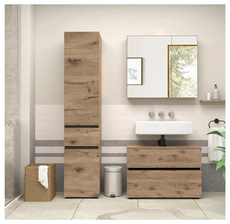 Шкаф за мивка от декор от дъб в естествен цвят 80x55 cm Wisla – Støraa