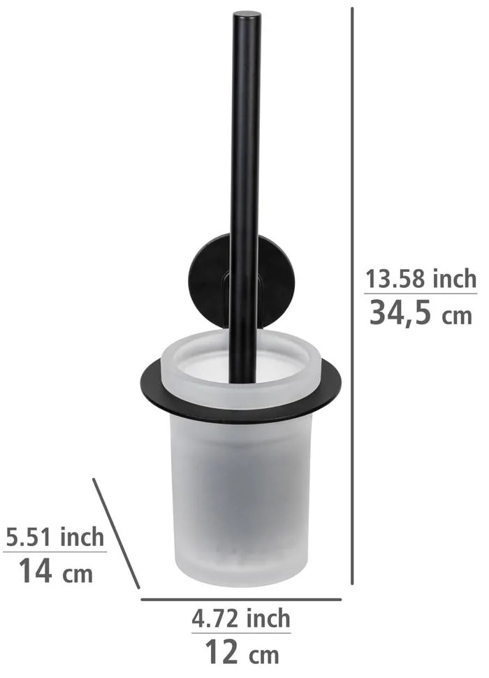 Матово черна самозалепваща стъклена четка за тоалетна Bivio – Wenko