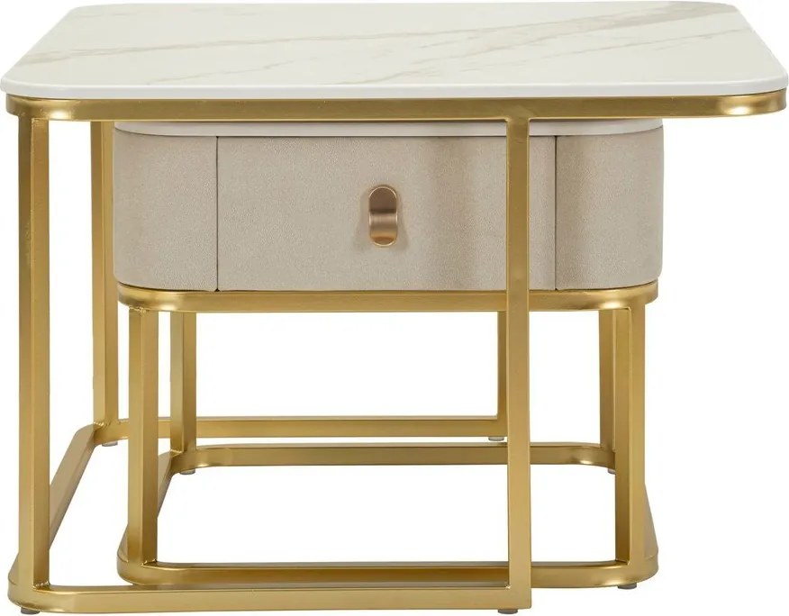 Кремави/златисти масички за кафе в комплект от 2 бр. от декор от мрамор 50x70 cm Beauty – Mauro Ferretti