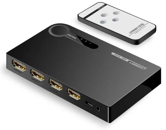 Двупосочен HDMI превключвател Ugreen 40234 - 3x HDMI 3D 4K 7.5Gbps 36bit  на канал - черен