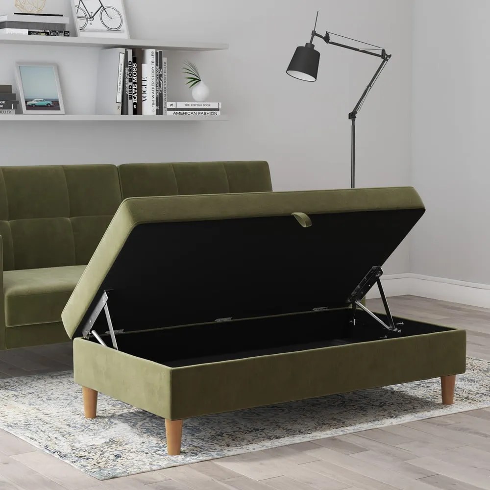 Зелена кадифена табуретка Lilly – Støraa