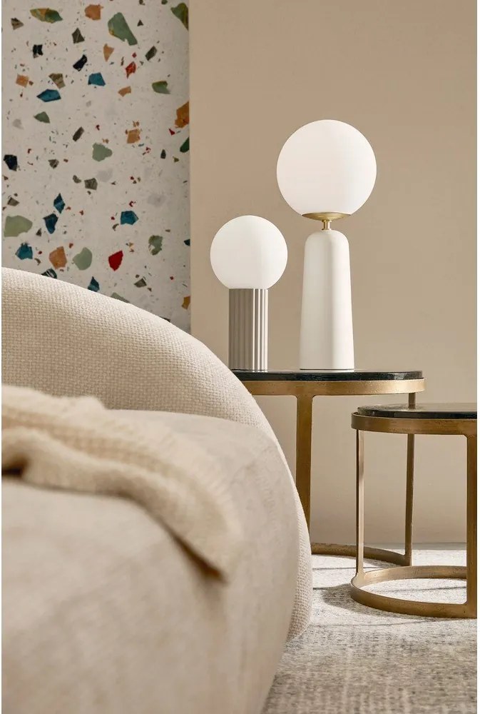 Бяла метална настолна лампа със стъклен абажур (височина 51 cm) Delphine – Bizzotto