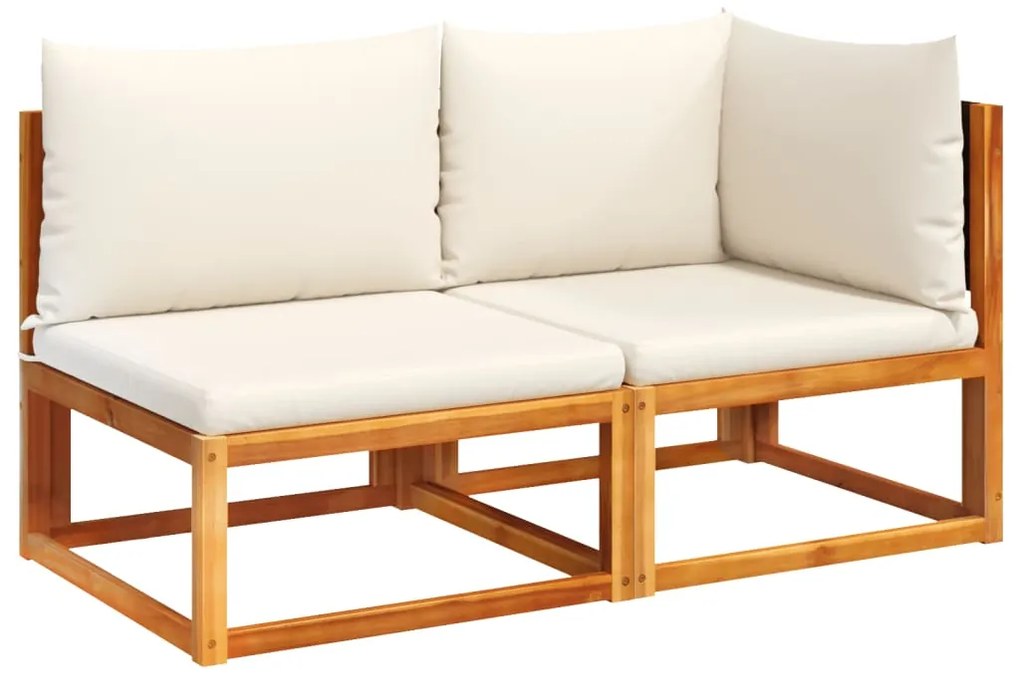 4008171 vidaXL Градински диван с възглавници, двуместен, дърво, акация и ратан
