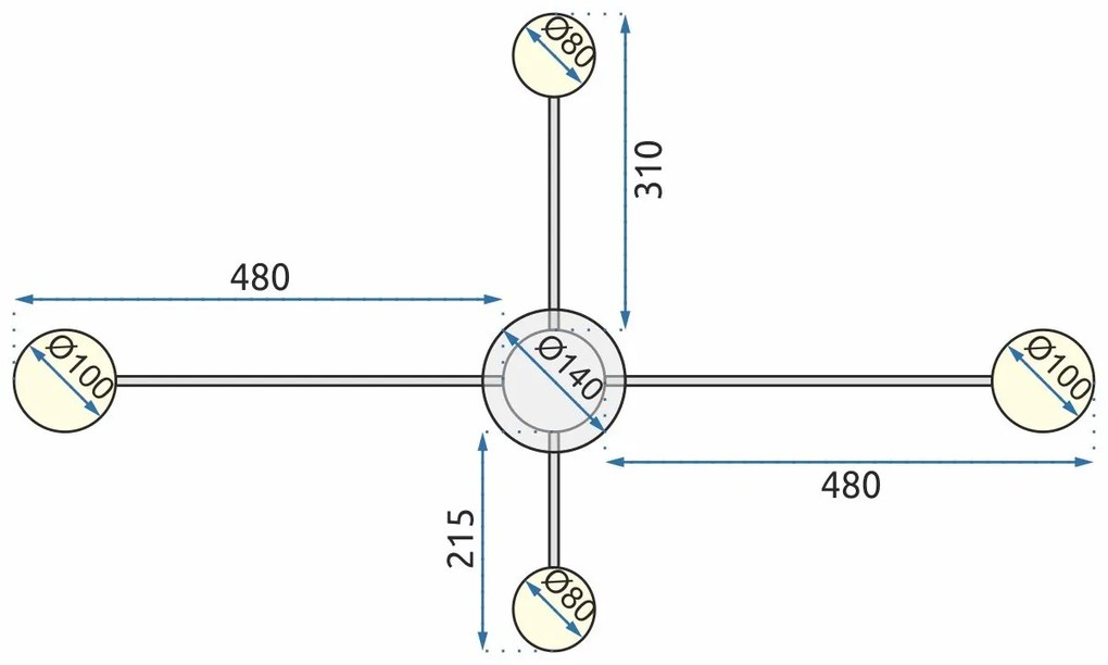 Плафон с 4 рамена BLACK LED APP519-4C