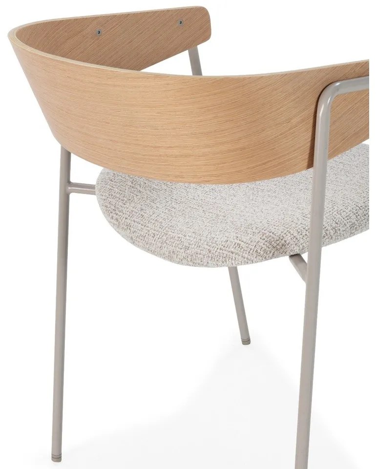 Светлосиви/в естествен цвят тапицирани трапезни столове в комплект с подлакътници 2 бр. Cora – MOME
