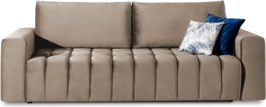 Светлокафяв кадифен разтегателен диван с място за съхранение 247 cm Lazaro – ELTAP