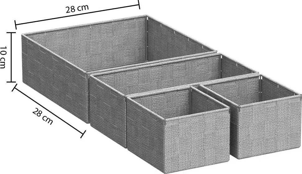 Сет кош за съхранение 5five Lise, 4 бр - Сив
