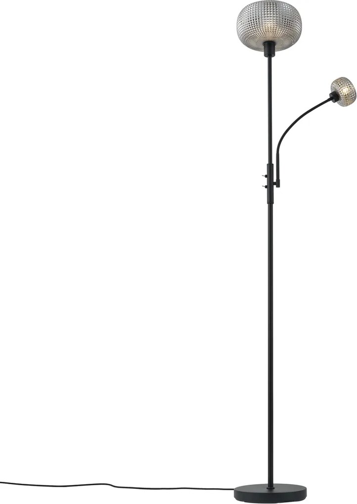 Интелигентна подова лампа черна с димно стъкло 2 светлини с WiFi - Brianna